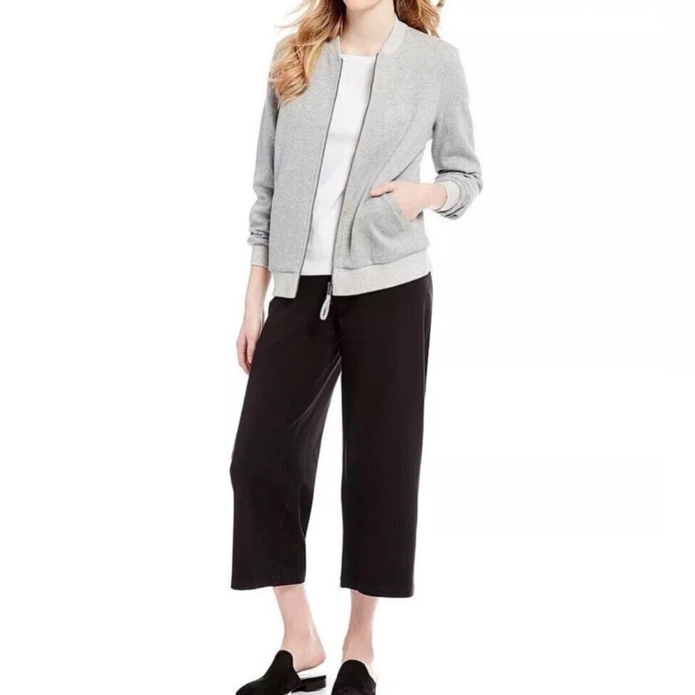Eileen Fisher Organic Cotton 2-Way Zip Bomber Jacket 2X Gray